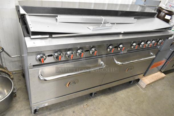 BRAND NEW SCRATCH AND DENT! Cooking Performance Group S60-N 351S60N Stainless Steel Commercial Natural Gas 10 Burner 60" Range with 2 Standard Ovens. 360,000 BTU - Image 1 of 9
