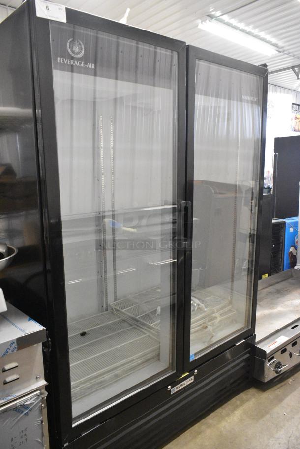 BRAND NEW SCRATCH AND DENT! Beverage Air MT53-1 B Metal Commercial 54" Marketeer Series Black Refrigerated Glass Door Merchandiser with LED Lighting. 115 Volts, 1 Phase. Tested and Working! - Image 2 of 7