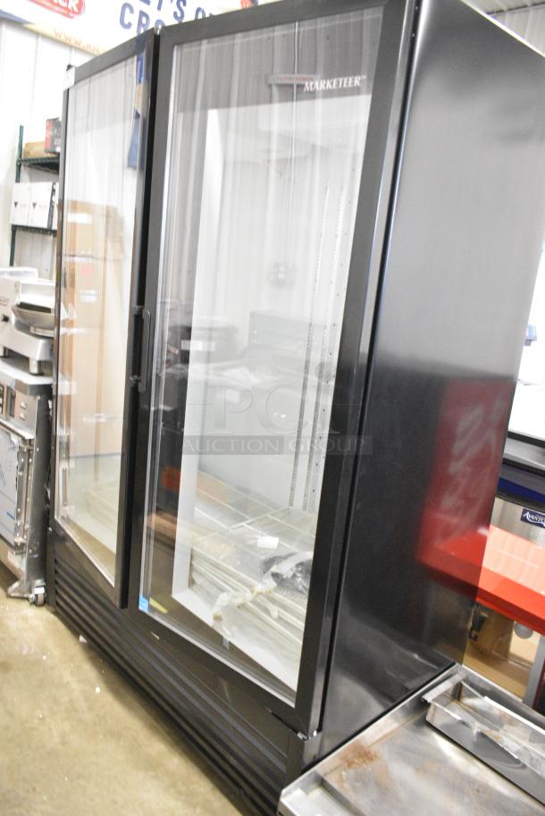 BRAND NEW SCRATCH AND DENT! Beverage Air MT53-1 B Metal Commercial 54" Marketeer Series Black Refrigerated Glass Door Merchandiser with LED Lighting. 115 Volts, 1 Phase. Tested and Working! - Image 6 of 7