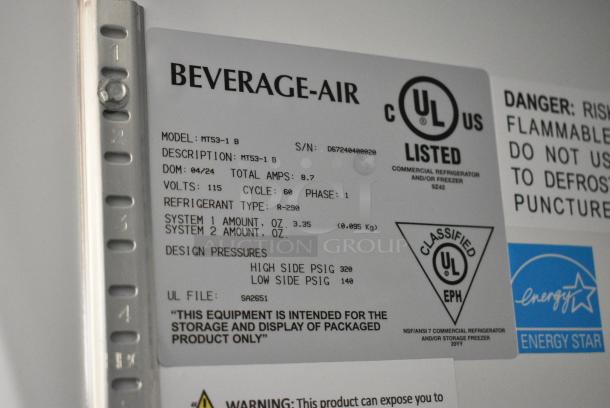 BRAND NEW SCRATCH AND DENT! Beverage Air MT53-1 B Metal Commercial 54" Marketeer Series Black Refrigerated Glass Door Merchandiser with LED Lighting. 115 Volts, 1 Phase. Tested and Working! - Image 7 of 7