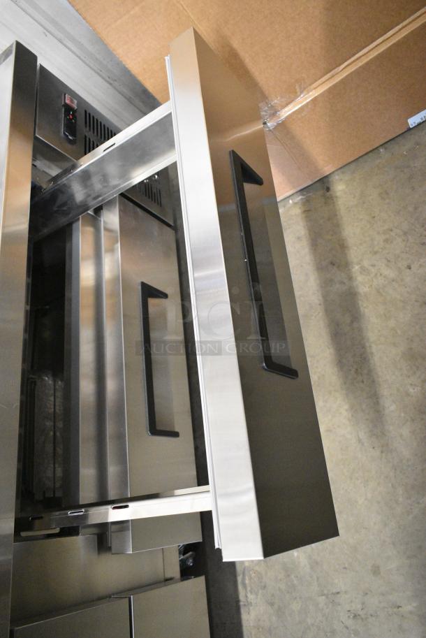 BRAND NEW SCRATCH AND DENT! 2024 Avantco 178CBE72HC Stainless Steel Commercial 4 Drawer Refrigerated Chef Base on Commercial Casters. 115 Volts, 1 Phase. Tested and Working! - Image 5 of 9