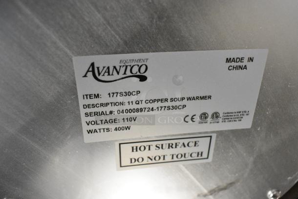 BRAND NEW SCRATCH AND DENT! Avantco 177S30CP 11 Qt. Copper Soup Kettle Warmer. 120 Volts, 1 Phase. Tested and Working! - Image 7 of 7