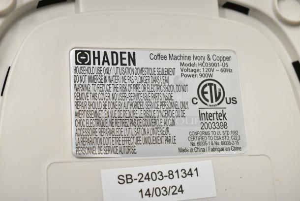 2 BRAND NEW SCRATCH AND DENT! Haden HC03001-US 12-Cup Programmable Coffee Machine. 120 Volts, 1 Phase. 2 Times Your Bid! - Image 7 of 7