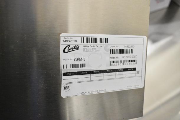 BRAND NEW SCRATCH AND DENT! Curtis GEMTS10A1000 Stainless Steel Commercial Countertop Double Coffee Machine w/ Hot Water Dispenser, 2 Satellites and 2 Poly Brew Baskets. 220 Volts, 1 Phase. - Image 8 of 11