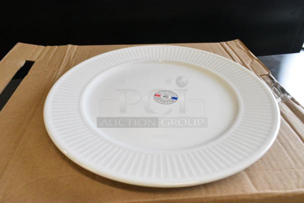 BRAND NEW SCRATCH AND DENT! Box of 4 Pillivuyt HTS6911.10.3850 White Plates - Image 1 of 7