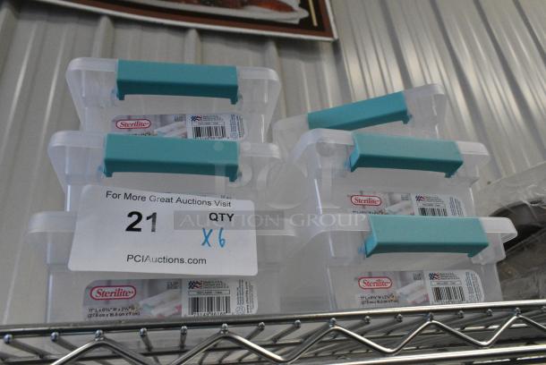 6 BRAND NEW SCRATCH AND DENT! Sterilite 1961LAB86 Clear Poly Small Clip Box. 11"x6-5/8"x2-3/4". 6 Times Your Bid! - Image 1 of 6