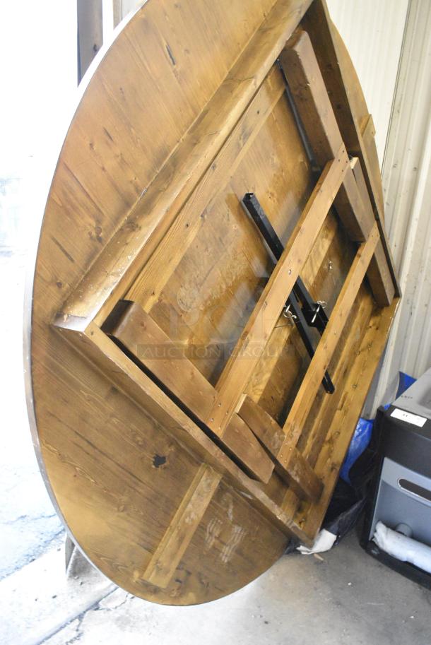 Wooden Round Folding Table. - Image 2 of 2