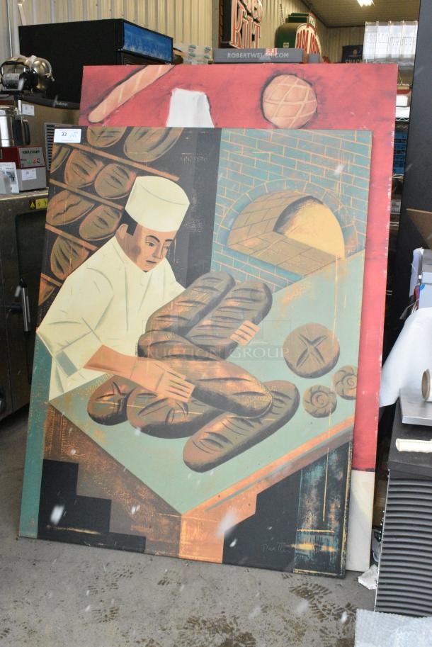 2 Chef w/ Bread Loaves Pictures. 2 Times Your Bid! - Image 1 of 3