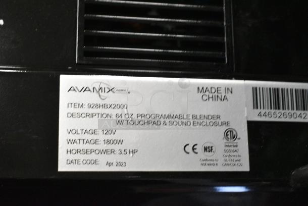 BRAND NEW SCRATCH AND DENT! 2023 AvaMix 928HBX2000 64 oz. 3 1/2 hp Programmable Commercial Blender with Touchpad and Sound Enclosure . 120 Volts, 1 Phase. Tested and Working! - Image 7 of 7