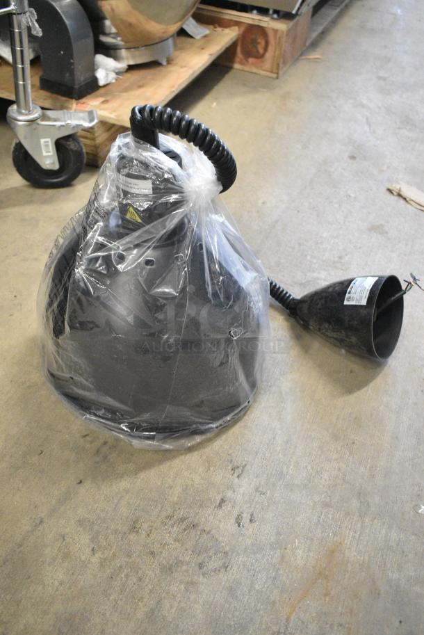 2 BRAND NEW SCRATCH AND DENT! ServIt 423HLR85BK Retractable Cord Ceiling Mount Heat Lamp with Modern Black Finish Round Dome Shade. 2 Times Your Bid! - Image 1 of 5