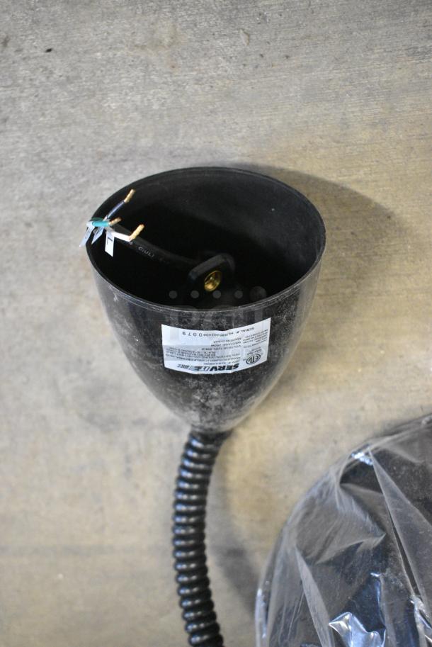 2 BRAND NEW SCRATCH AND DENT! ServIt 423HLR85BK Retractable Cord Ceiling Mount Heat Lamp with Modern Black Finish Round Dome Shade. 2 Times Your Bid! - Image 3 of 5