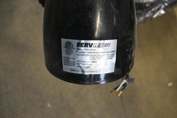 2 BRAND NEW SCRATCH AND DENT! ServIt 423HLR85BK Retractable Cord Ceiling Mount Heat Lamp with Modern Black Finish Round Dome Shade. 2 Times Your Bid! - Image 5 of 5