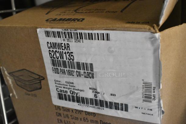 4 BRAND NEW SCRATCH AND DENT! Box of 6 Cambro 62CW135 Camwear 1/6 Size Clear Polycarbonate Food Pan - 2 1/2" Deep. 4 Times Your Bid! - Image 5 of 6