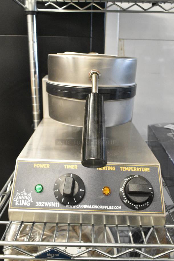 BRAND NEW SCRATCH AND DENT! 2023 Carnival King 382WSM11 Non-Stick Single Waffle Maker with Timer. 120 Volts, 1 Phase. Tested and Working! - Image 1 of 6