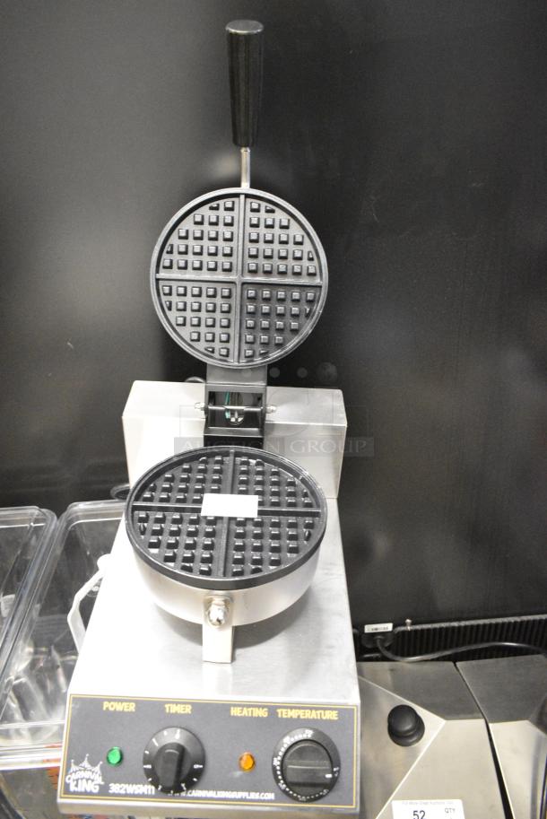 BRAND NEW SCRATCH AND DENT! 2023 Carnival King 382WSM11 Non-Stick Single Waffle Maker with Timer. 120 Volts, 1 Phase. Tested and Working! - Image 4 of 6
