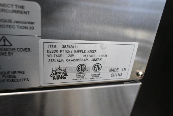 BRAND NEW SCRATCH AND DENT! 2023 Carnival King 382WSM11 Non-Stick Single Waffle Maker with Timer. 120 Volts, 1 Phase. Tested and Working! - Image 6 of 6