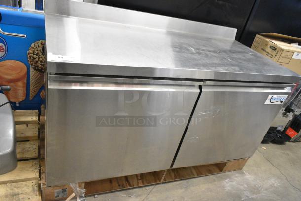 BRAND NEW SCRATCH AND DENT! 2023 Avantco 178SSWT60RHC 60" Two Door Worktop Refrigerator with 3 1/2" Backsplash. 115 Volts, 1 Phase. Tested and Working! - Image 1 of 5