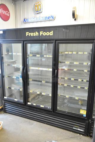 2021 True GDM-72-HC Metal Commercial 3 Door Reach In Cooler Merchandiser w/ Poly Coated Racks. 115 Volts, 1 Phase. Tested and Working!