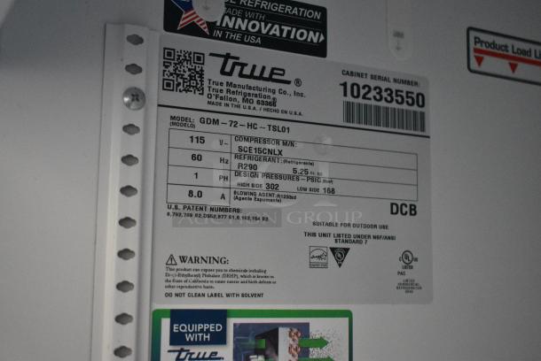 2021 True GDM-72-HC Metal Commercial 3 Door Reach In Cooler Merchandiser w/ Poly Coated Racks. 115 Volts, 1 Phase. Tested and Working! - Image 6 of 6
