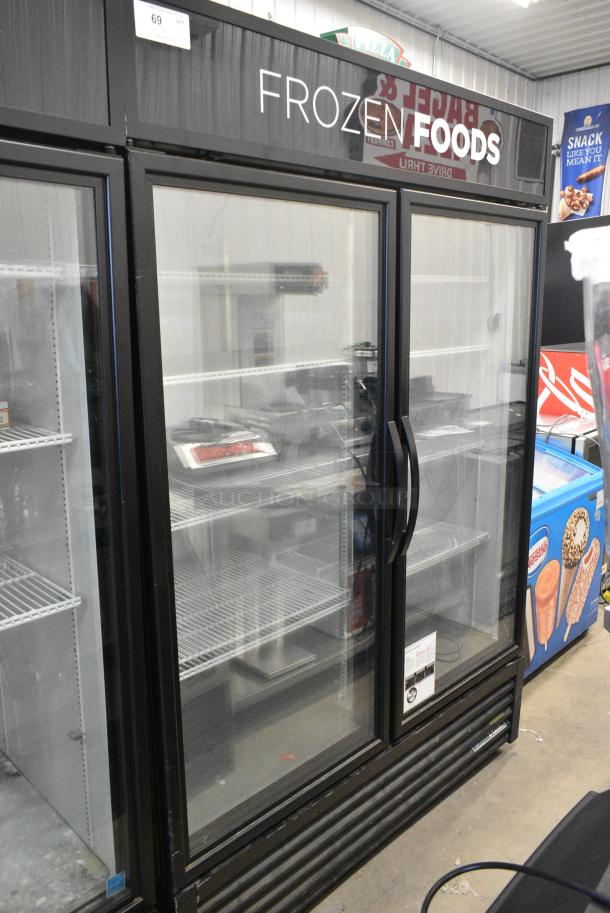 2019 True GDM-49F-HC Metal Commercial 2 Door Reach In Freezer Merchandiser w/ Poly Coated Racks. 115/208-230 Volts, 1 Phase. Tested and Working! - Image 1 of 5