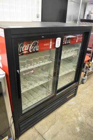 True GDM-41C-48 Metal Commercial 2 Door Reach In Cooler Merchandiser w/ Poly Coated Racks. 115 Volts, 1 Phase. Tested and Working!