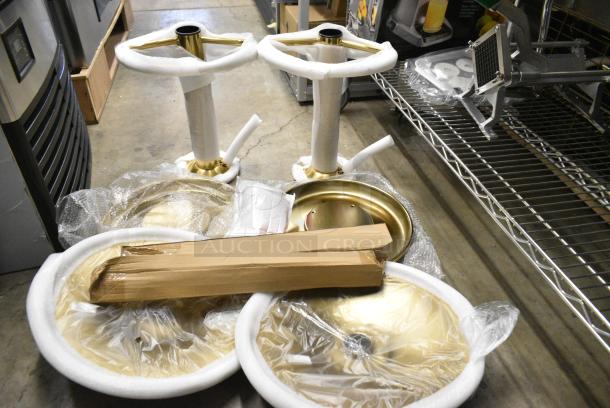 BRAND NEW SCRATCH AND DENT! Lot of Gold Finish Metal Stool Pieces. - Image 1 of 6
