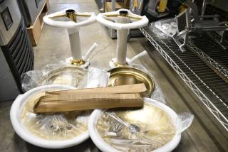 BRAND NEW SCRATCH AND DENT! Lot of Gold Finish Metal Stool Pieces.