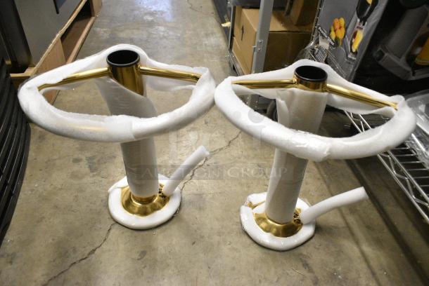 BRAND NEW SCRATCH AND DENT! Lot of Gold Finish Metal Stool Pieces. - Image 2 of 6
