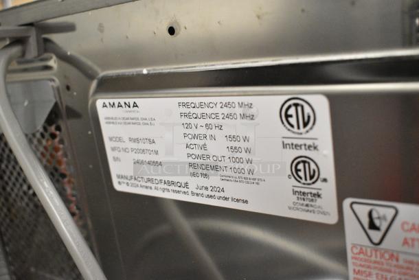 BRAND NEW SCRATCH AND DENT! 2024 Amana RMS10TSA Stainless Steel Commercial Microwave with Push Button Controls. 120 Volts, 1 Phase. - Image 6 of 6