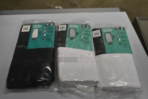 7 BRAND NEW SCRATCH AND DENT! Items Including 51001919245 T&S 019192-45 18" Flexible Stainless Steel Supply Hose with 1/2" NPSM Male Inlets, 407AD12 Choice #16 Aluminum Green Ice Cream Scoop / Dipper - 2.5 oz., 169HS1201S Henry Segal Men's Customizable Black Long Sleeve Band Collar Dress Shirt - S, 607BA2-BK Chef Revival Black Poly-Cotton Customizable Bistro Apron with 2 Pockets - 34" x 28", Chef Revival White Poly-Cotton Customizable Bistro Apron with 2 Pockets - 34" x 28", Metal Colander. 7 Times Your Bid! - Image 6 of 10