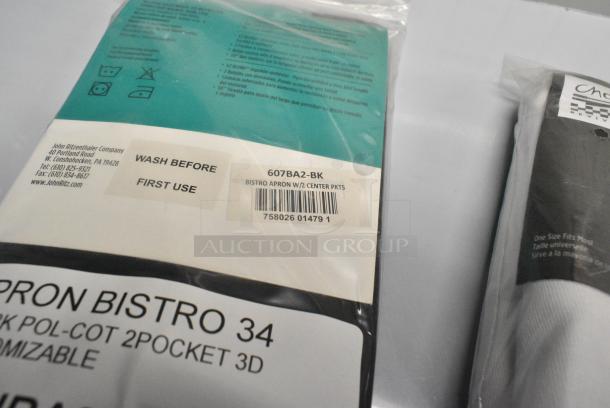 7 BRAND NEW SCRATCH AND DENT! Items Including 51001919245 T&S 019192-45 18" Flexible Stainless Steel Supply Hose with 1/2" NPSM Male Inlets, 407AD12 Choice #16 Aluminum Green Ice Cream Scoop / Dipper - 2.5 oz., 169HS1201S Henry Segal Men's Customizable Black Long Sleeve Band Collar Dress Shirt - S, 607BA2-BK Chef Revival Black Poly-Cotton Customizable Bistro Apron with 2 Pockets - 34" x 28", Chef Revival White Poly-Cotton Customizable Bistro Apron with 2 Pockets - 34" x 28", Metal Colander. 7 Times Your Bid! - Image 7 of 10