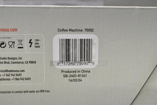 BRAND NEW SCRATCH AND DENT! Haden 75092 12-Cup Programmable Coffee Machine. 120 Volts, 1 Phase. - Image 3 of 3