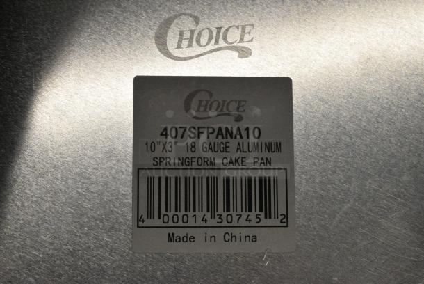 9 BRAND NEW SCRATCH AND DENT! Choice 407SFPANA10 10" x 3" Natural Finish Aluminum Springform Cake Pan. 9 Times Your Bid! - Image 5 of 5