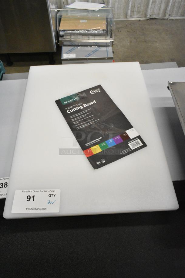 2 BRAND NEW SCRATCH AND DENT! Items Including 407201575WH Choice 20" x 15" x 3/4" White Polyethylene Cutting Board and 40724181WH Choice 24" x 18" x 1" White Polyethylene Cutting Board. 2 Times Your Bid! - Image 1 of 5