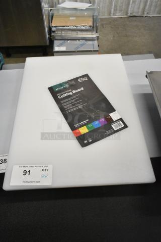 2 BRAND NEW SCRATCH AND DENT! Items Including 407201575WH Choice 20" x 15" x 3/4" White Polyethylene Cutting Board and 40724181WH Choice 24" x 18" x 1" White Polyethylene Cutting Board. 2 Times Your Bid!