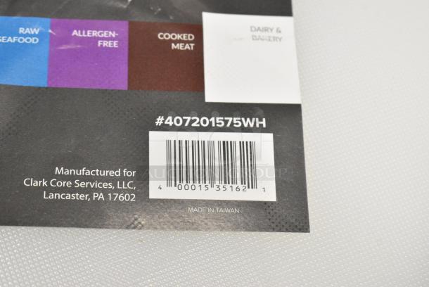 2 BRAND NEW SCRATCH AND DENT! Items Including 407201575WH Choice 20" x 15" x 3/4" White Polyethylene Cutting Board and 40724181WH Choice 24" x 18" x 1" White Polyethylene Cutting Board. 2 Times Your Bid! - Image 3 of 5