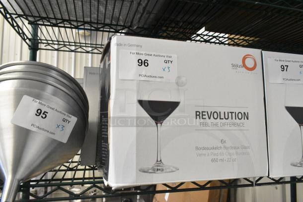 3 BRAND NEW SCRATCH AND DENT! Box of 6 Stolzle Lausitz Revolution Bordeaux Glasses. 3 Times Your Bid! - Image 2 of 7