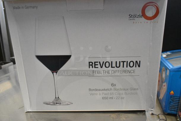 3 BRAND NEW SCRATCH AND DENT! Box of 6 Stolzle Lausitz Revolution Bordeaux Glasses. 3 Times Your Bid! - Image 4 of 7