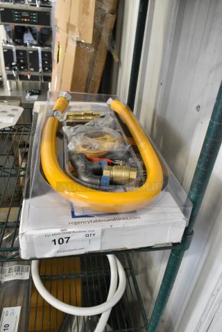 BRAND NEW SCRATCH AND DENT! Regency 600GKM3448 48" Mobile Gas Connector Hose Kit with 2 Elbows, Full Port Valve, Restraining Device, and Quick Disconnect - 3/4"