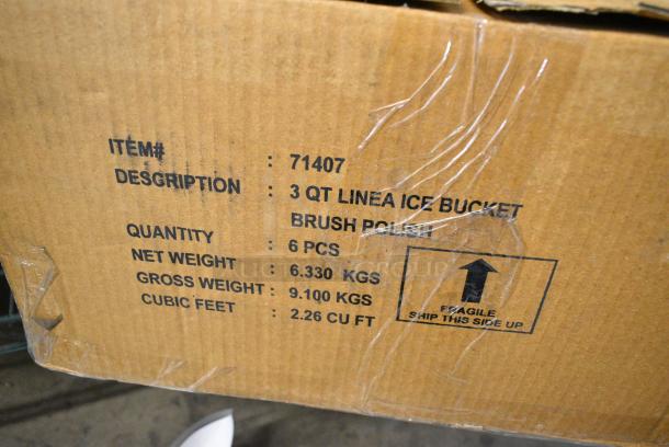 BRAND NEW SCRATCH AND DENT! Box of 6 71407 Stainless Steel 3qt Doublewall Linea Ice Bucket - Image 4 of 5