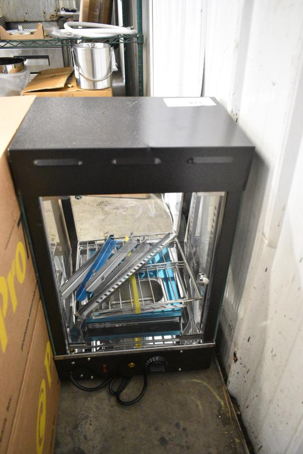 BRAND NEW SCRATCH AND DENT! Avantco HDC-13 13" Self/Full Service 3 Shelf Countertop Heated Display Case with Hinged Doors. 120 Volts, 1 Phase. Tested and Does Not Power On - Image 4 of 7