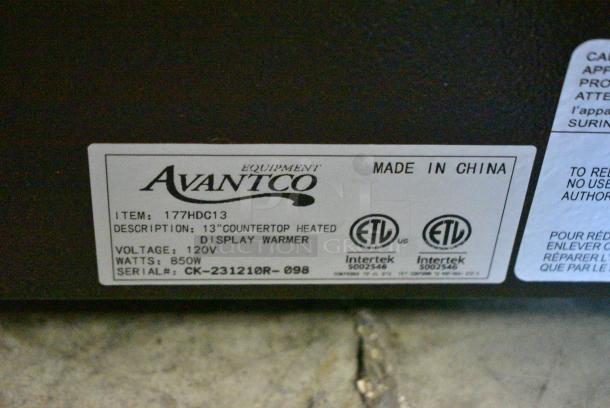 BRAND NEW SCRATCH AND DENT! Avantco HDC-13 13" Self/Full Service 3 Shelf Countertop Heated Display Case with Hinged Doors. 120 Volts, 1 Phase. Tested and Does Not Power On - Image 7 of 7