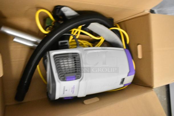 BRAND NEW SCRATCH AND DENT! 196107707 ProTeam GoFit 6 PLUS 107707 6 Qt. Backpack Vacuum with 107530 ProBlade Carpet Floor Kit - 120V - Image 1 of 6