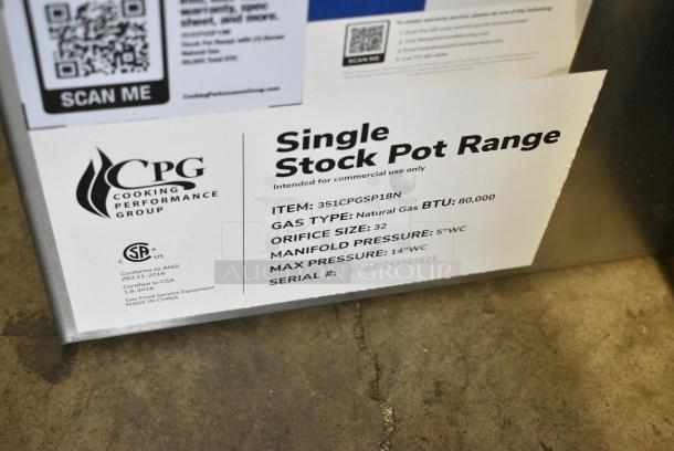 BRAND NEW SCRATCH AND DENT! Cooking Performance Group CPG 351CPGSP18N Stainless Steel Commercial Natural Gas Stock Pot Range - 80,000 BTU. - Image 5 of 5
