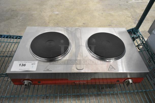 BRAND NEW SCRATCH AND DENT! Avantco 177EB202SBSA Double Burner Solid Top Stainless Steel Portable Electric Side-by-Side Hot Plate. 120 Votls, 1 Phase. - Image 3 of 4