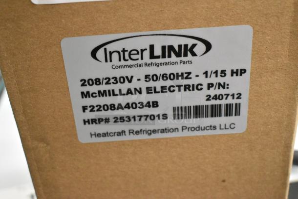 BRAND NEW SCRATCH AND DENT! InterLink F2208A4034B Heatcraft 25317701 Evaporator Fan Motor. 208/230 Volts, 1 Phase. - Image 5 of 6