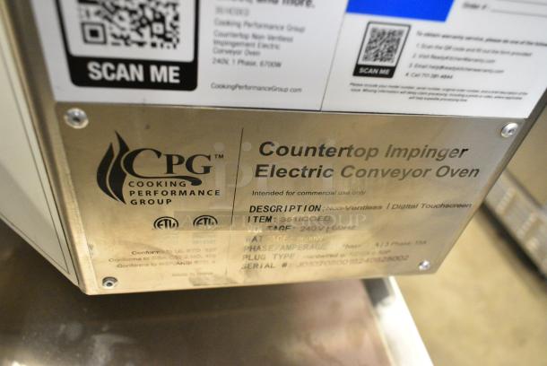 BRAND NEW SCRATCH AND DENT! Cooking Performance Group CPG 351ICOED Stainless Steel Commercial Countertop Electric Powered Conveyor Pizza Oven. 240 Volts, 3 Phase. - Image 9 of 10