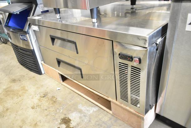 BRAND NEW SCRATCH AND DENT! 2024 Avantco 178CBE48HC CBE-48-HC Stainless Steel Commercial 48" 2 Drawer Refrigerated Chef Base. 115 Volts, 1 Phase. Cannot Test Due To Damaged Power Cord - Image 3 of 6