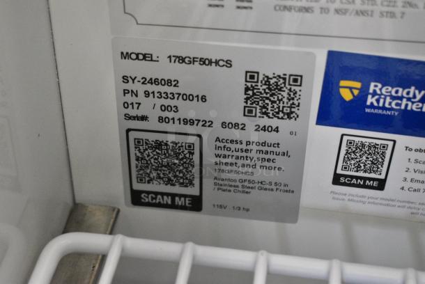 BRAND NEW SCRATCH AND DENT! 2024 Avantco 178GF50HCSGF50-HC-S 50" Stainless Steel Glass Froster / Plate Chiller. 115 Volts, 1 Phase. Tested and Does Not Power On - Image 7 of 7