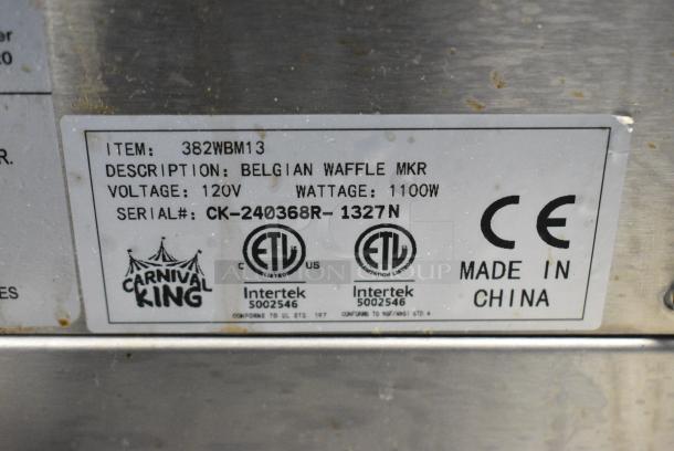 BRAND NEW SCRATCH AND DENT! 2024 Carnival King 382WBM13 WBM13 Non-Stick Belgian Waffle Maker with Timer. 120 Volts, 1 Phase. Tested and Working! - Image 8 of 8